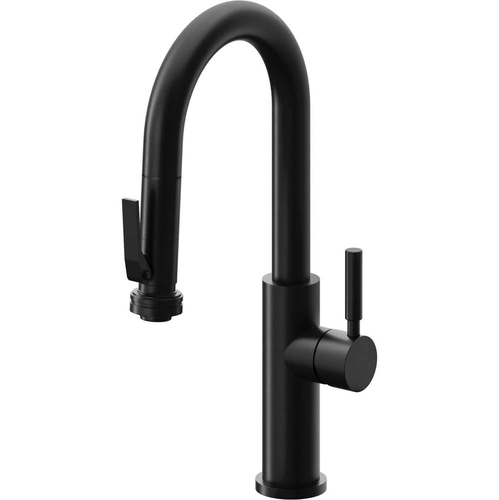 California Faucets - Pull-Down Prep/Bar Faucet with Squeeze Sprayer - Matte Black