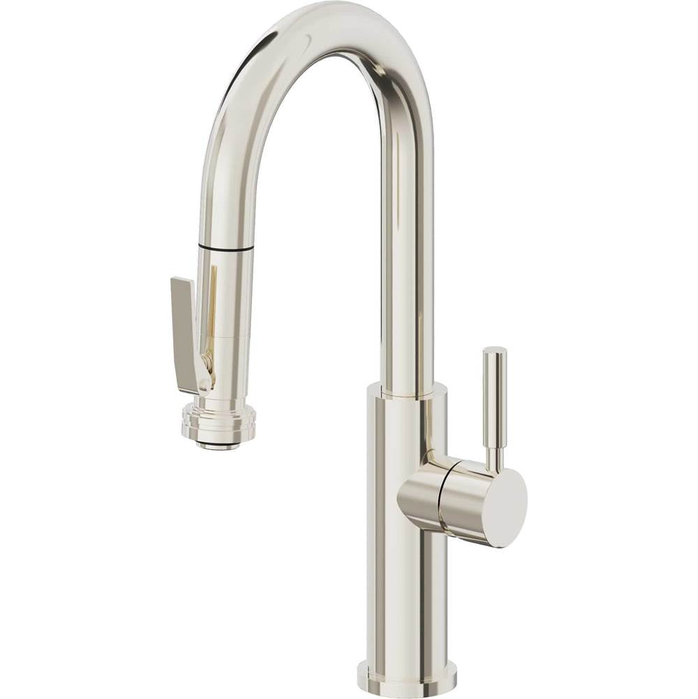 California Faucets - Pull-Down Prep/Bar Faucet with Squeeze Sprayer - Polished Nickel Pvd