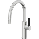 California Faucets - Pull-Down Kitchen Faucet with Button Sprayer  - Low Arc Spout - Polished Chrome