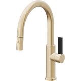 California Faucets - Pull-Down Kitchen Faucet with Button Sprayer  - Low Arc Spout - Satin Brass Pvd