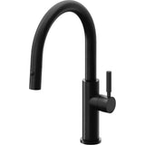 California Faucets - Pull-Down Kitchen Faucet with Button Sprayer  - Low Arc Spout - Matte Black