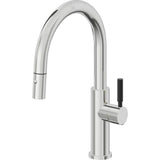 California Faucets - Pull-Down Kitchen Faucet with Button Sprayer  - Low Arc Spout - Polished Chrome