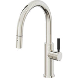 California Faucets - Pull-Down Kitchen Faucet with Button Sprayer  - Low Arc Spout - Polished Nickel Pvd