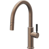 California Faucets - Pull-Down Kitchen Faucet with Button Sprayer  - Low Arc Spout - Satin Bronze Pvd