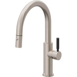 California Faucets - Pull-Down Kitchen Faucet with Button Sprayer  - Low Arc Spout - Gloss White