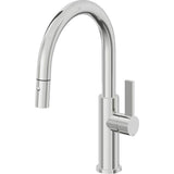 California Faucets - Pull-Down Kitchen Faucet with Button Sprayer  - Low Arc Spout - Polished Chrome