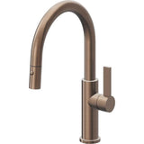 California Faucets - Pull-Down Kitchen Faucet with Button Sprayer  - Low Arc Spout - Satin Bronze Pvd