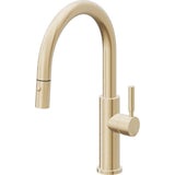 California Faucets - Pull-Down Kitchen Faucet with Button Sprayer  - Low Arc Spout - Satin Brass Pvd