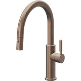 California Faucets - Pull-Down Kitchen Faucet with Button Sprayer  - Low Arc Spout - Satin Bronze Pvd