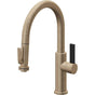 California Faucets - Pull-Down Kitchen Faucet with Squeeze Sprayer  - Low Arc Spout - Antique Brass Flat
