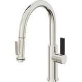 California Faucets - Pull-Down Kitchen Faucet with Squeeze Sprayer  - Low Arc Spout - Polished Nickel Pvd