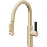 California Faucets - Pull-Down Kitchen Faucet with Squeeze Sprayer  - Low Arc Spout - Satin Brass Pvd