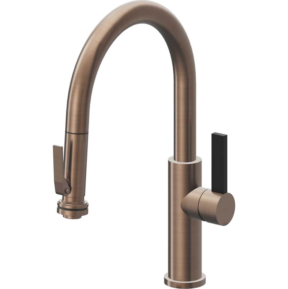 California Faucets - Pull-Down Kitchen Faucet with Squeeze Sprayer  - Low Arc Spout - Satin Bronze Pvd