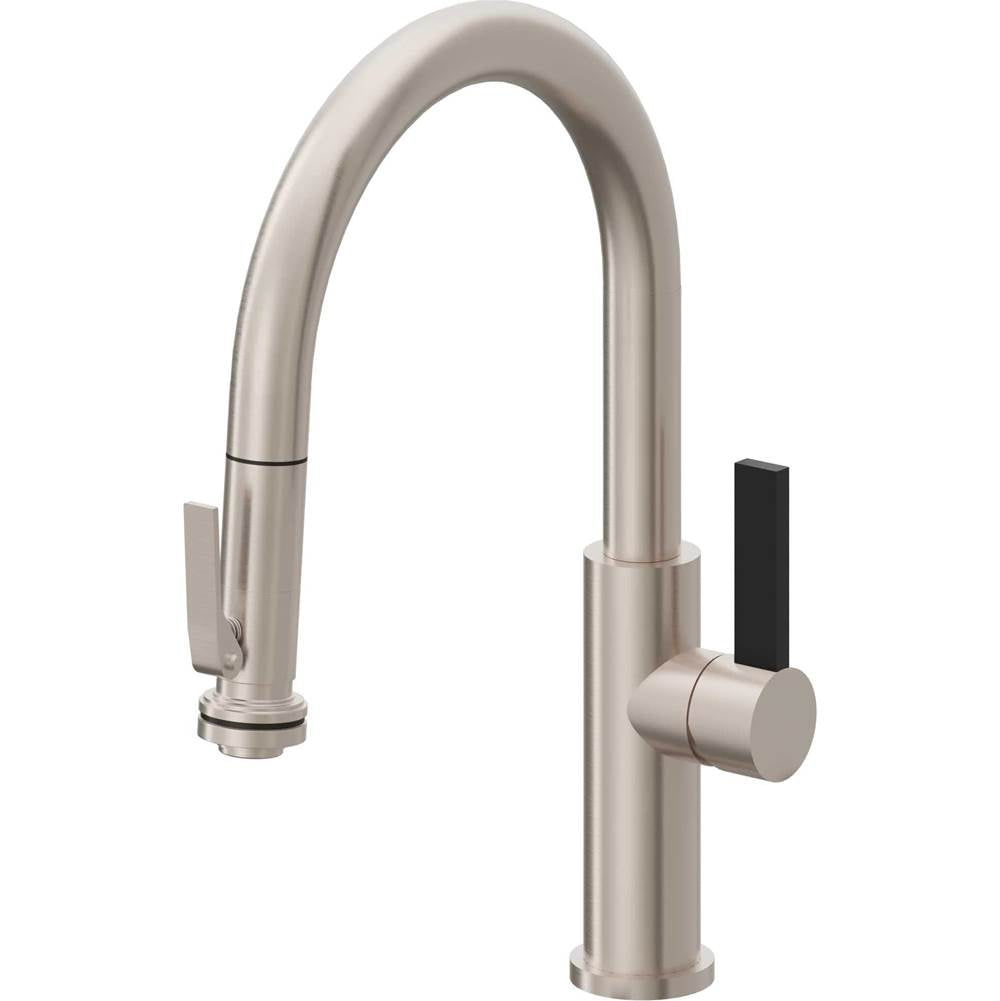 California Faucets - Pull-Down Kitchen Faucet with Squeeze Sprayer  - Low Arc Spout - Gloss White