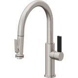 California Faucets - Pull-Down Kitchen Faucet with Squeeze Sprayer  - Low Arc Spout - Ultra Stainless Steel Pvd