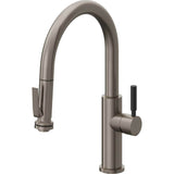 California Faucets - Pull-Down Kitchen Faucet with Squeeze Sprayer  - Low Arc Spout - Graphite Pvd