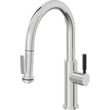 California Faucets - Pull-Down Kitchen Faucet with Squeeze Sprayer  - Low Arc Spout - Polished Chrome