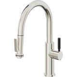 California Faucets - Pull-Down Kitchen Faucet with Squeeze Sprayer  - Low Arc Spout - Polished Nickel Pvd
