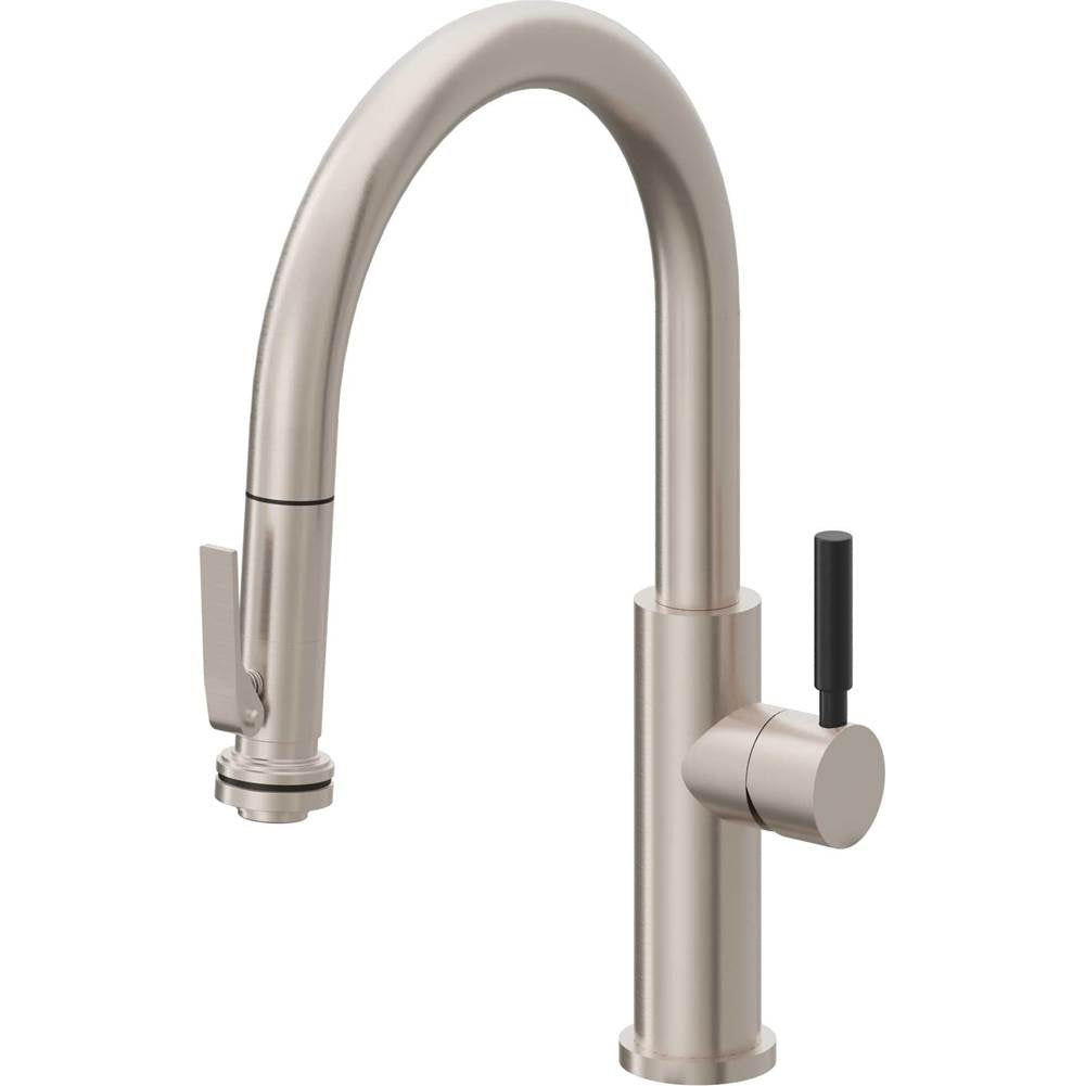 California Faucets - Pull-Down Kitchen Faucet with Squeeze Sprayer  - Low Arc Spout - Gloss White