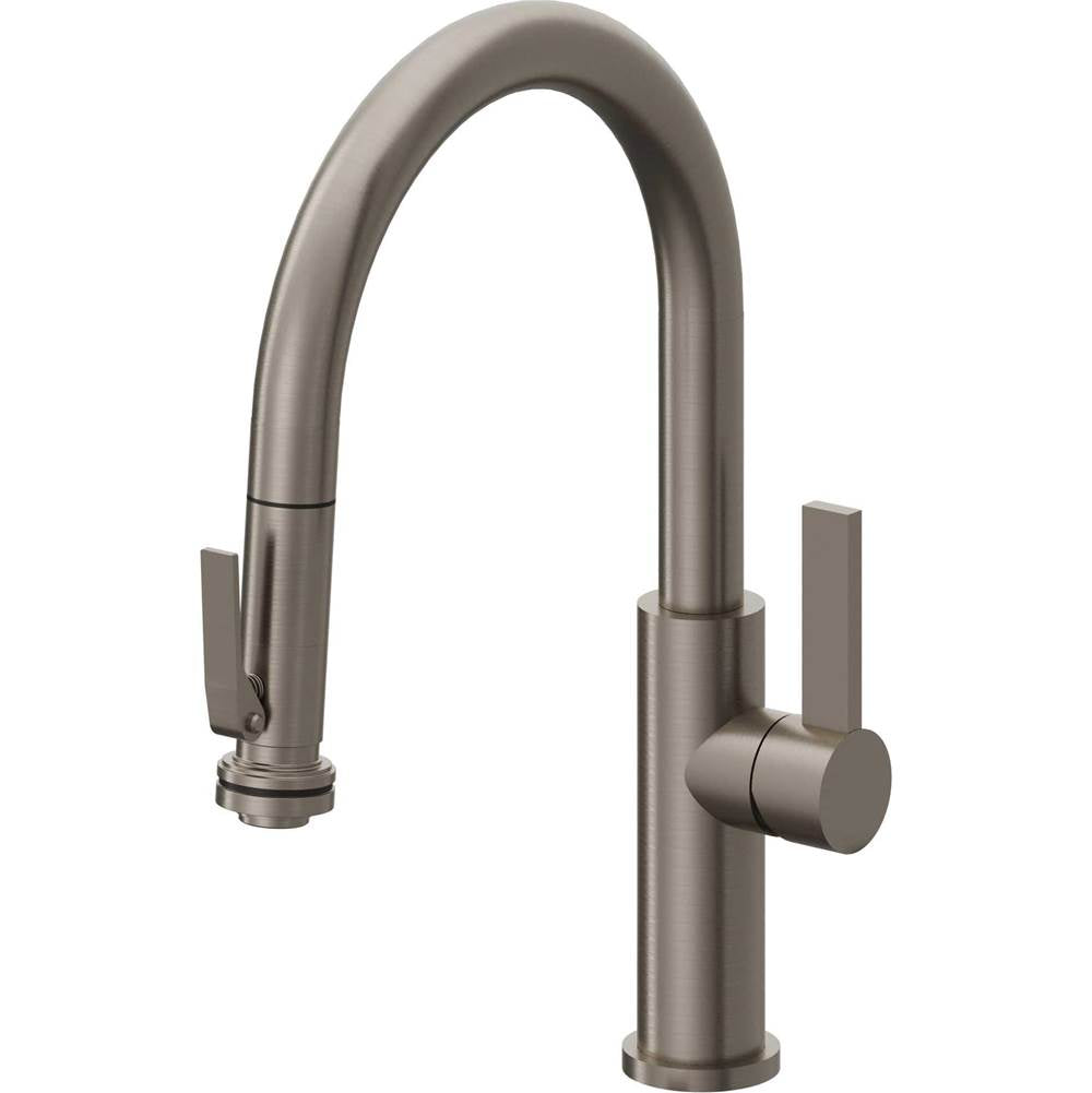 California Faucets - Pull-Down Kitchen Faucet with Squeeze Sprayer  - Low Arc Spout - Graphite Pvd