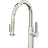California Faucets - Pull-Down Kitchen Faucet with Squeeze Sprayer  - Low Arc Spout - Polished Nickel Pvd