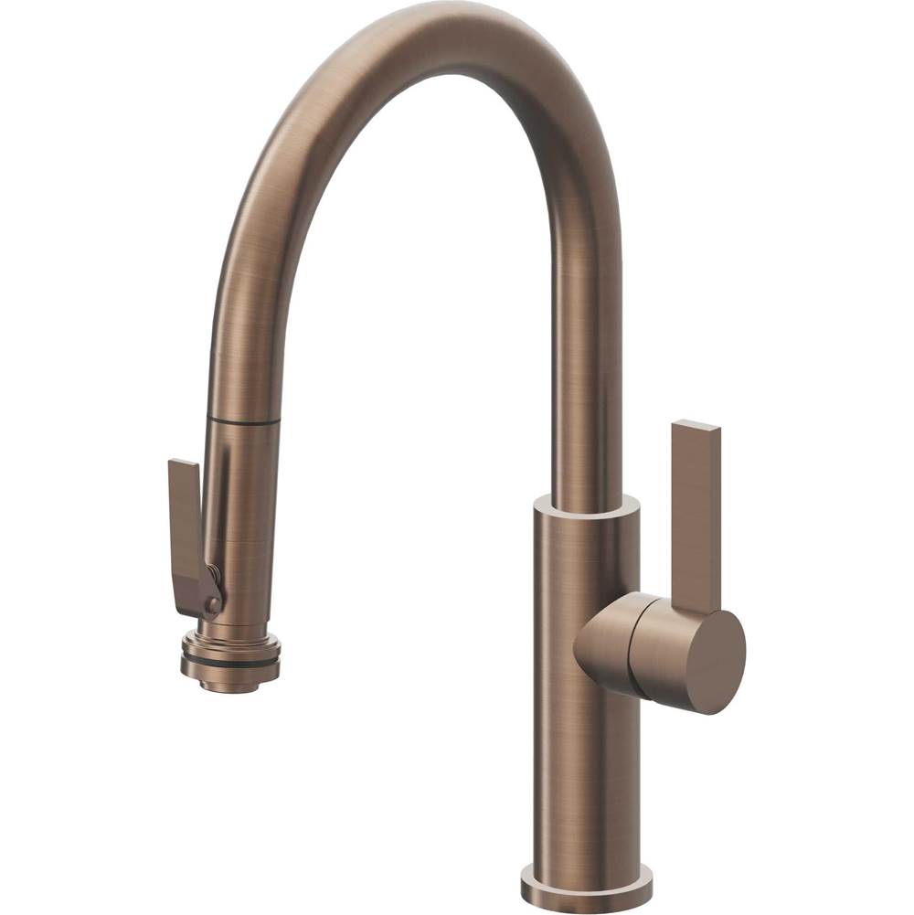 California Faucets - Pull-Down Kitchen Faucet with Squeeze Sprayer  - Low Arc Spout - Satin Bronze Pvd