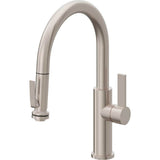 California Faucets - Pull-Down Kitchen Faucet with Squeeze Sprayer  - Low Arc Spout - Gloss White