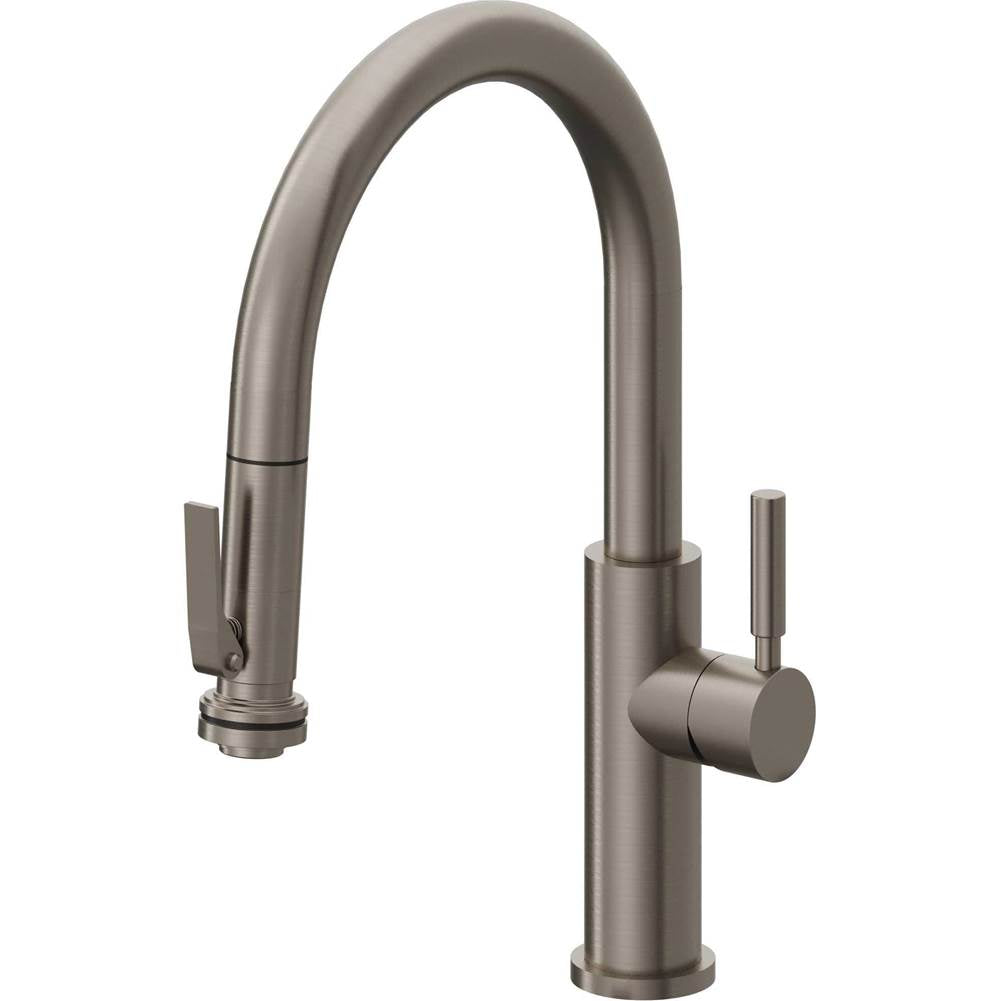 California Faucets - Pull-Down Kitchen Faucet with Squeeze Sprayer  - Low Arc Spout - Graphite Pvd