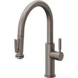 California Faucets - Pull-Down Kitchen Faucet with Squeeze Sprayer  - Low Arc Spout - Graphite Pvd