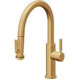 California Faucets - Pull-Down Kitchen Faucet with Squeeze Sprayer  - Low Arc Spout - Lifetime Satin Gold Pvd