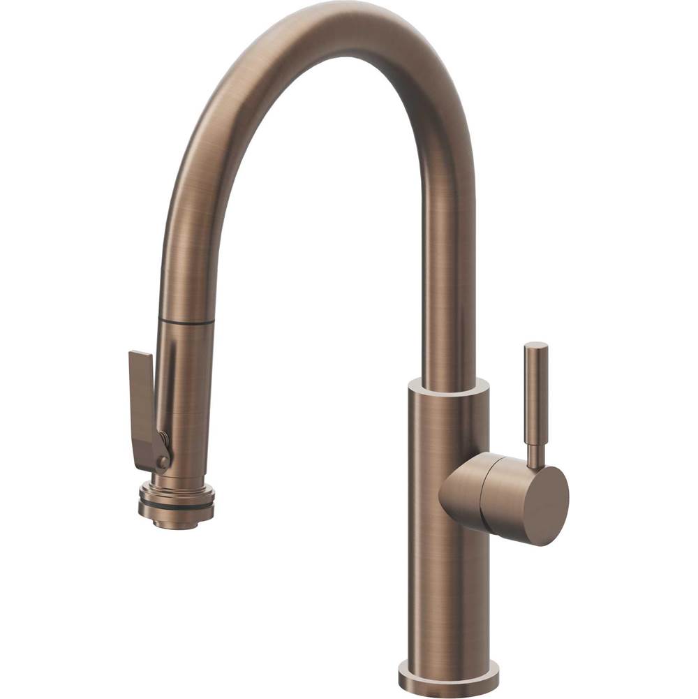 California Faucets - Pull-Down Kitchen Faucet with Squeeze Sprayer  - Low Arc Spout - Satin Bronze Pvd