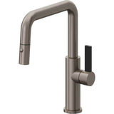 California Faucets - Pull-Down Kitchen Faucet with Button Sprayer  - Quad Spout - Graphite Pvd