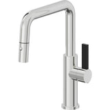 California Faucets - Pull-Down Kitchen Faucet with Button Sprayer  - Quad Spout - Polished Chrome