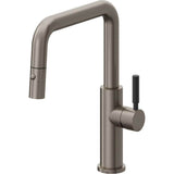 California Faucets - Pull-Down Kitchen Faucet with Button Sprayer  - Quad Spout - Graphite Pvd
