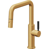 California Faucets - Pull-Down Kitchen Faucet with Button Sprayer  - Quad Spout - Lifetime Satin Gold Pvd