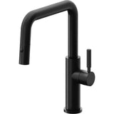 California Faucets - Pull-Down Kitchen Faucet with Button Sprayer  - Quad Spout - Matte Black