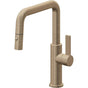California Faucets - Pull-Down Kitchen Faucet with Button Sprayer  - Quad Spout - Antique Brass Flat
