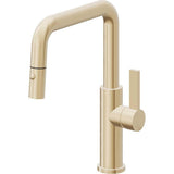 California Faucets - Pull-Down Kitchen Faucet with Button Sprayer  - Quad Spout - Satin Brass Pvd