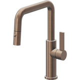 California Faucets - Pull-Down Kitchen Faucet with Button Sprayer  - Quad Spout - Satin Bronze Pvd