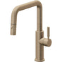 California Faucets - Pull-Down Kitchen Faucet with Button Sprayer  - Quad Spout - Antique Brass Flat