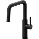 California Faucets - Pull-Down Kitchen Faucet with Button Sprayer  - Quad Spout - Matte Black