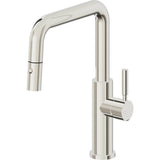 California Faucets - Pull-Down Kitchen Faucet with Button Sprayer  - Quad Spout - Polished Nickel Pvd