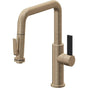 California Faucets - Pull-Down Kitchen Faucet with Squeeze Sprayer  - Quad Spout - Antique Brass Flat
