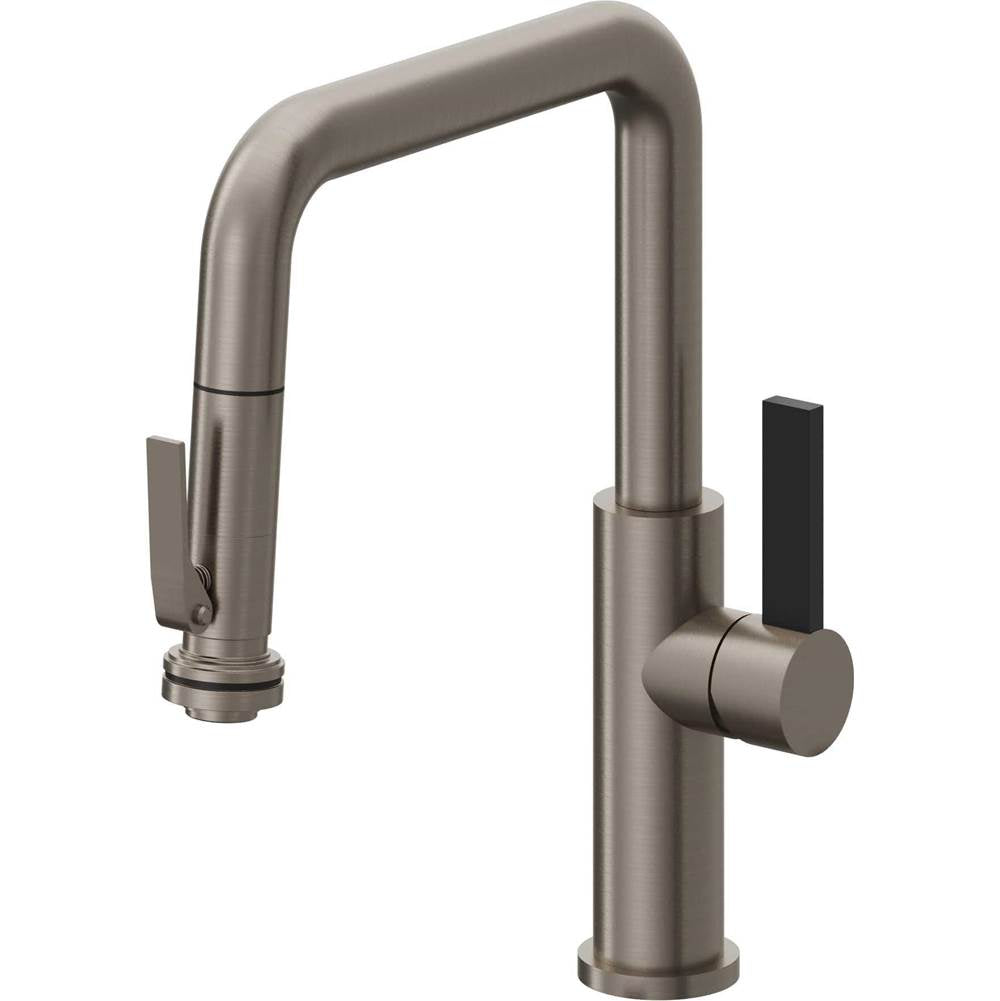 California Faucets - Pull-Down Kitchen Faucet with Squeeze Sprayer  - Quad Spout - Graphite Pvd