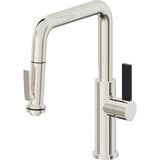 California Faucets - Pull-Down Kitchen Faucet with Squeeze Sprayer  - Quad Spout - Polished Nickel Pvd