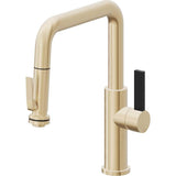 California Faucets - Pull-Down Kitchen Faucet with Squeeze Sprayer  - Quad Spout - Satin Brass Pvd