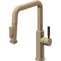 California Faucets - Pull-Down Kitchen Faucet with Squeeze Sprayer  - Quad Spout - Antique Brass Flat