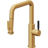 California Faucets - Pull-Down Kitchen Faucet with Squeeze Sprayer  - Quad Spout - Lifetime Satin Gold Pvd
