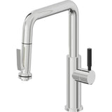California Faucets - Pull-Down Kitchen Faucet with Squeeze Sprayer  - Quad Spout - Polished Chrome