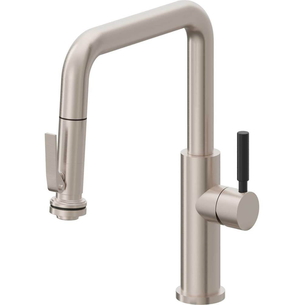 California Faucets - Pull-Down Kitchen Faucet with Squeeze Sprayer  - Quad Spout - Gloss White